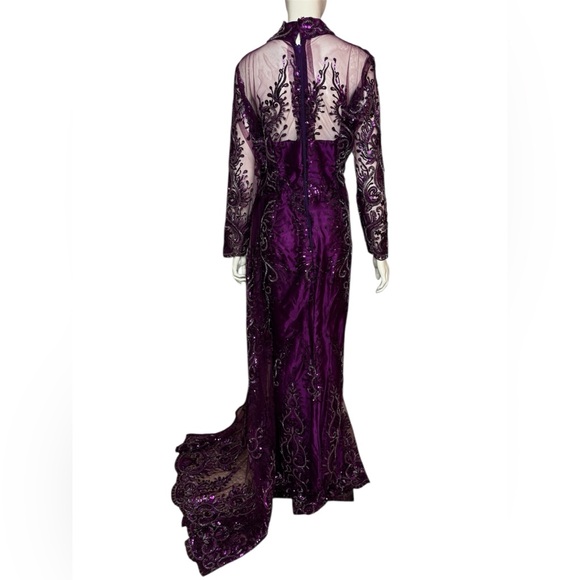 Unbranded Glamorous Elegant Purple Sequined/Jeweled Evening Formal Gown - Picture 3 of 16